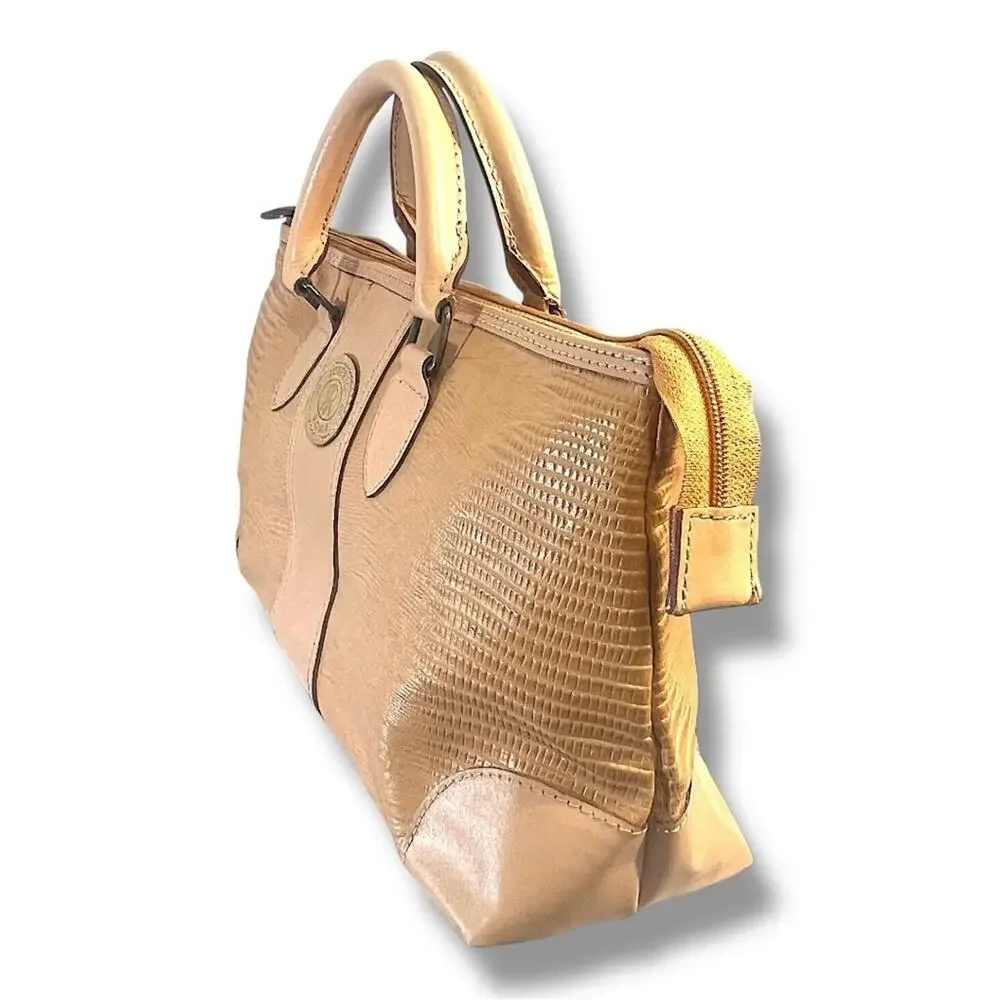ROBERT ROMO Faux Tan Leather Satchel with Brass Hardware/Like NEW!